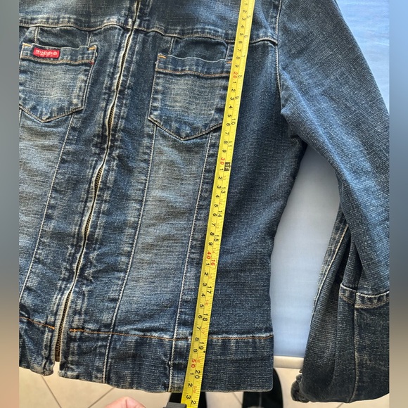 GUESS Vintage Small Jean jacket zipper front sleeve Blue 90s retro denim coat - Picture 9 of 13